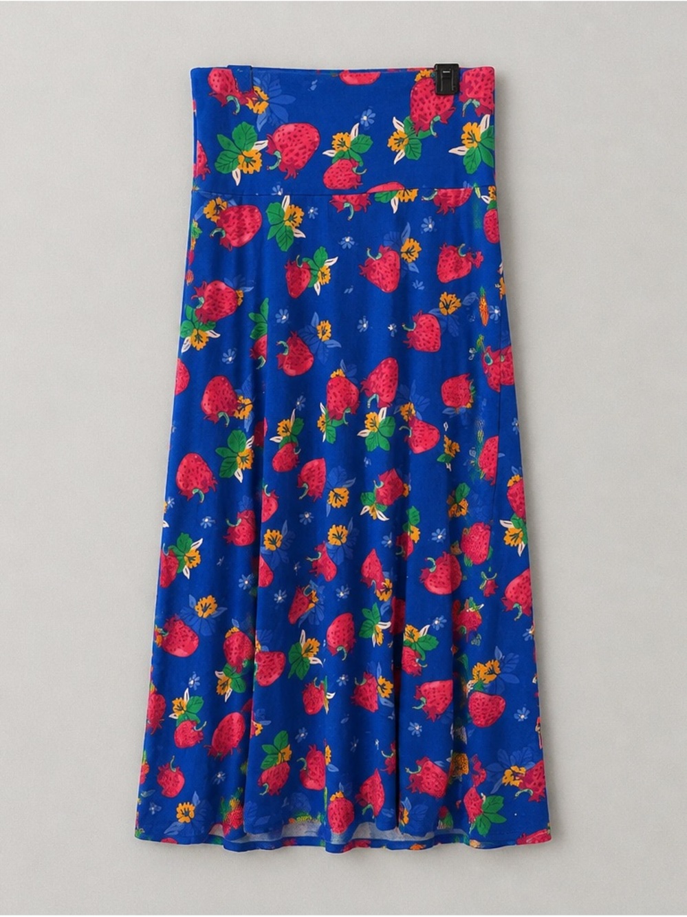 LuLaRoe Royal Blue Strawberry Print Midi Skirt